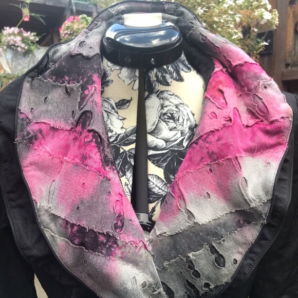 Pink & Black Distressed Goth / Alternative Jacket - Picture 2 of 5
